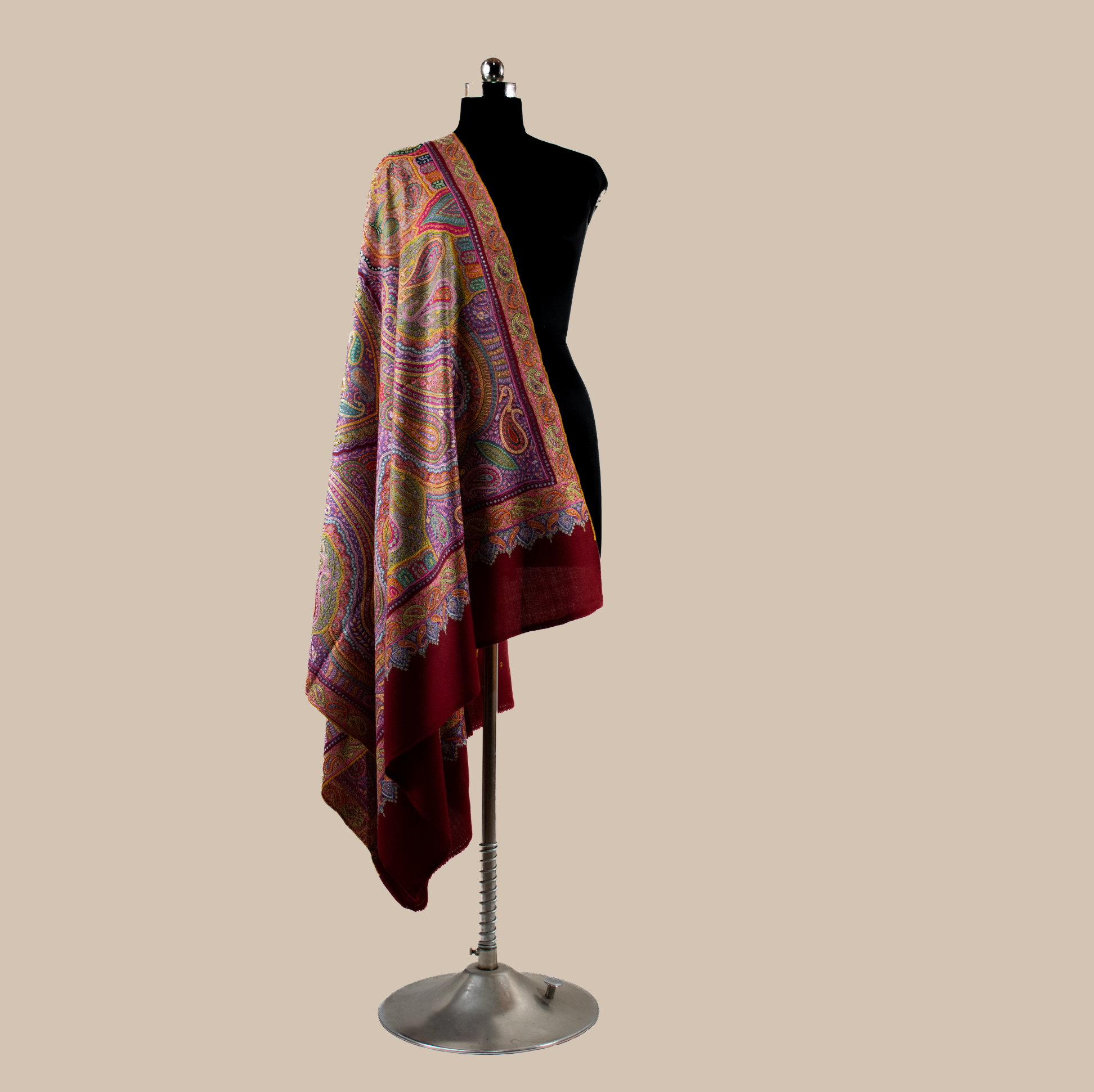 PASHMINA SOZNI JAMA REDDISH BROWN